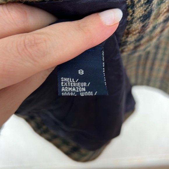 Vintage LizSport 100% Wool Plaid Tan Cream Jacket Blazer Academia Liz Claiborne - Picture 6 of 7